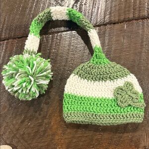 St patty’s dat Green and White  Pom-Pom Hat
